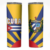 Cuba Coat of Arms Skinny Tumbler Colorful Cuban Flag Shield with Red Yellow Blue Patriotic Design - Wonder Print Shop