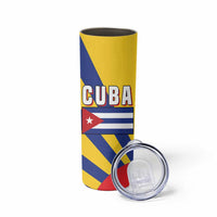 Cuba Coat of Arms Skinny Tumbler Colorful Cuban Flag Shield with Red Yellow Blue Patriotic Design - Wonder Print Shop