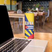 Cuba Coat of Arms Skinny Tumbler Colorful Cuban Flag Shield with Red Yellow Blue Patriotic Design - Wonder Print Shop