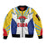 Cuba Coat of Arms Sleeve Zip Bomber Jacket Colorful Cuban Flag Shield with Red Yellow Blue Patriotic Design - Wonder Print Shop