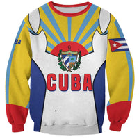 Cuba Coat of Arms Sweatshirt Colorful Cuban Flag Shield with Red Yellow Blue Patriotic Design - Wonder Print Shop