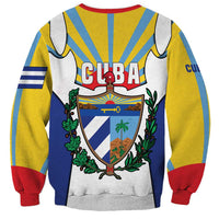 Cuba Coat of Arms Sweatshirt Colorful Cuban Flag Shield with Red Yellow Blue Patriotic Design - Wonder Print Shop