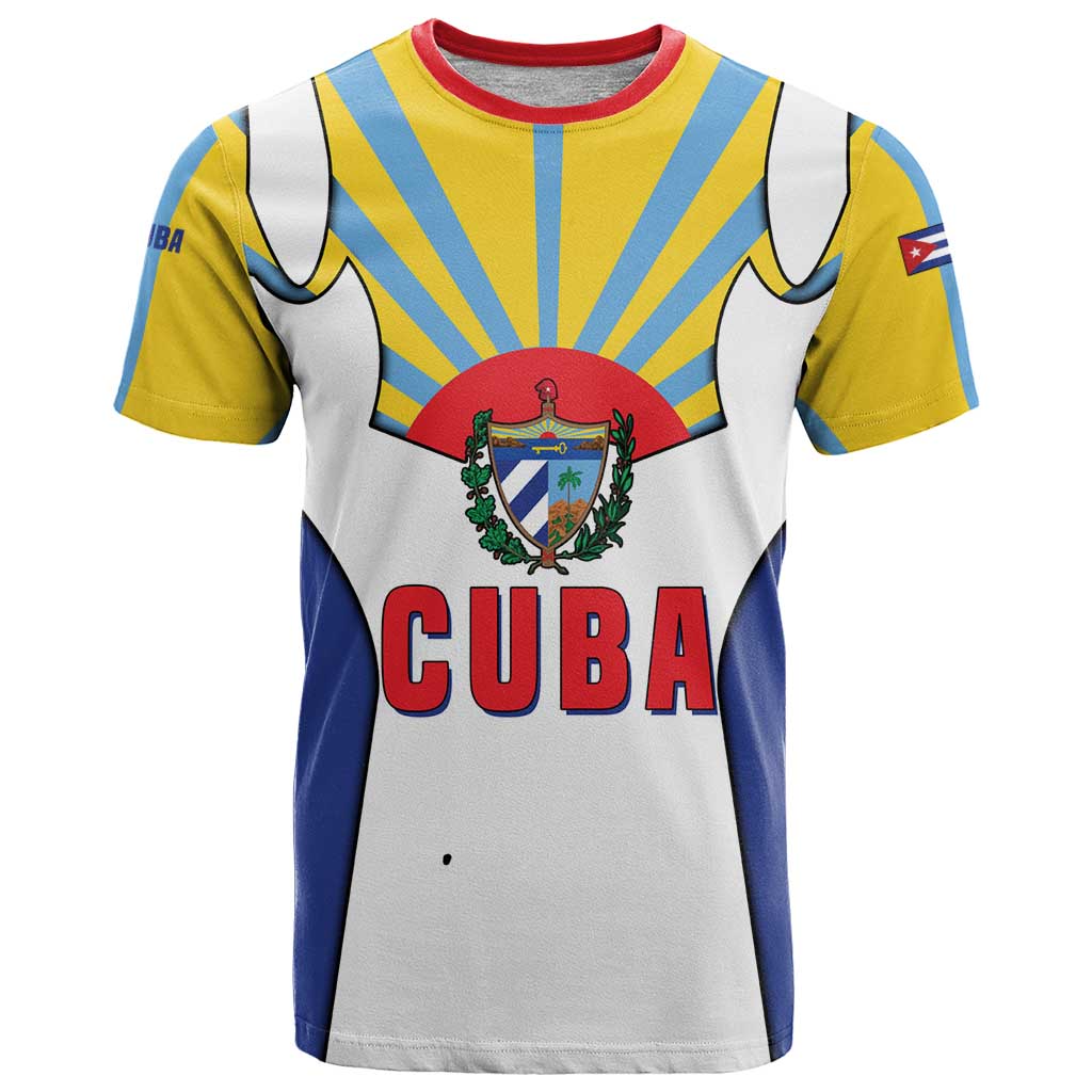 Cuba Coat of Arms T Shirt Colorful Cuban Flag Shield with Red Yellow Blue Patriotic Design - Wonder Print Shop