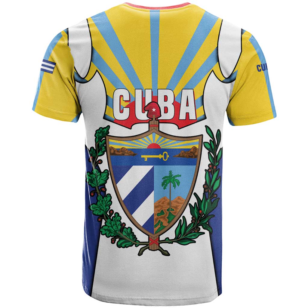 Cuba Coat of Arms T Shirt Colorful Cuban Flag Shield with Red Yellow Blue Patriotic Design - Wonder Print Shop