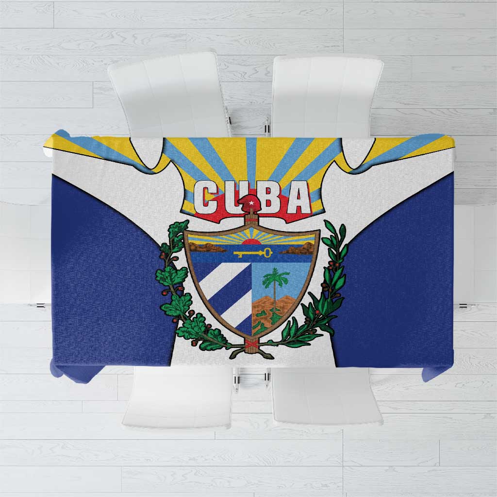 Cuba Coat of Arms Tablecloth Colorful Cuban Flag Shield with Red Yellow Blue Patriotic Design - Wonder Print Shop