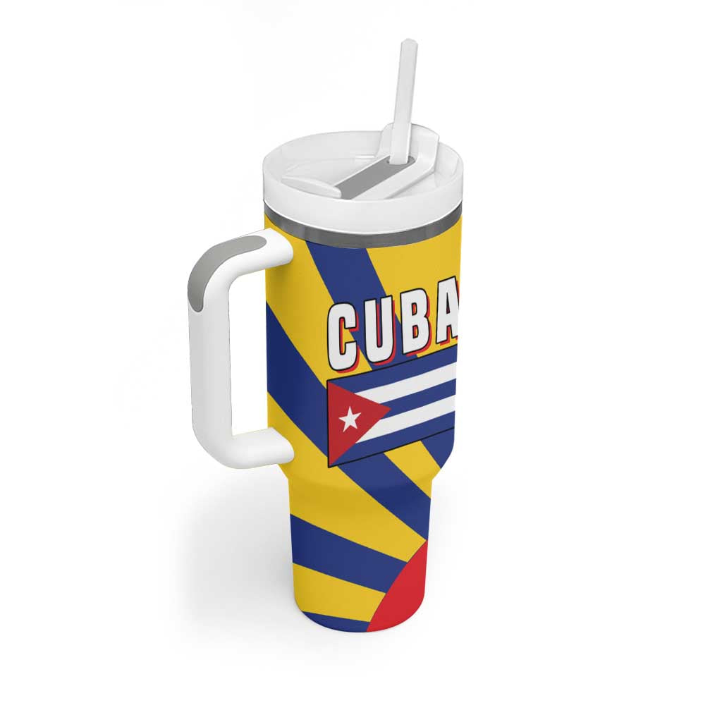 Cuba Coat of Arms Tumbler With Handle Colorful Cuban Flag Shield with Red Yellow Blue Patriotic Design - Wonder Print Shop