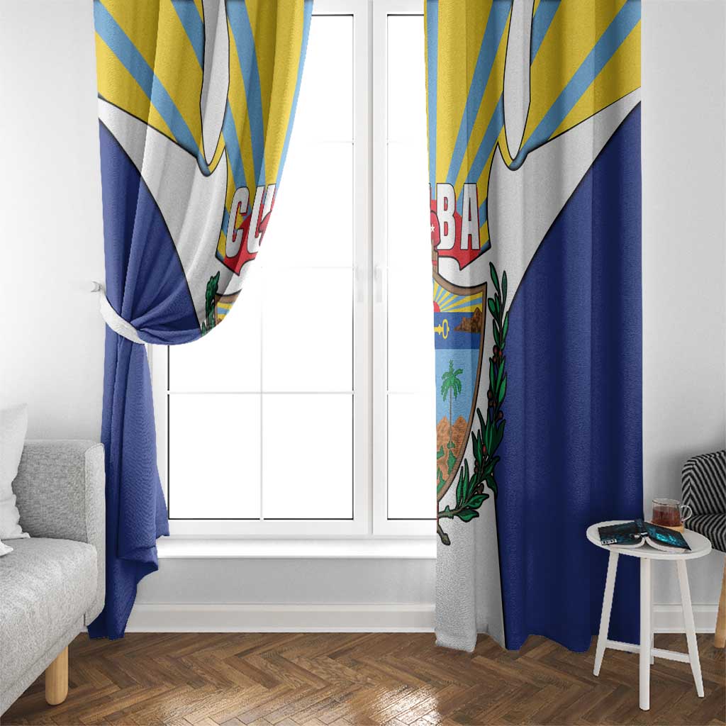 Cuba Coat of Arms Window Curtain Colorful Cuban Flag Shield with Red Yellow Blue Patriotic Design - Wonder Print Shop