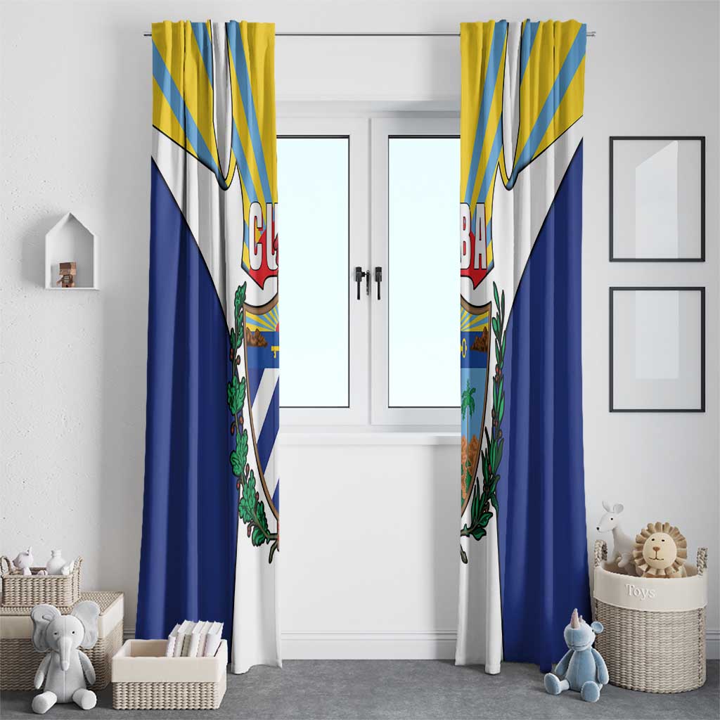 Cuba Coat of Arms Window Curtain Colorful Cuban Flag Shield with Red Yellow Blue Patriotic Design - Wonder Print Shop