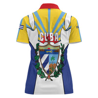Cuba Coat of Arms Women Polo Shirt Colorful Cuban Flag Shield with Red Yellow Blue Patriotic Design - Wonder Print Shop