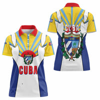 Cuba Coat of Arms Women Polo Shirt Colorful Cuban Flag Shield with Red Yellow Blue Patriotic Design - Wonder Print Shop