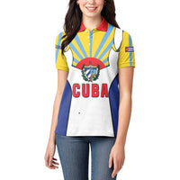 Cuba Coat of Arms Women Polo Shirt Colorful Cuban Flag Shield with Red Yellow Blue Patriotic Design - Wonder Print Shop