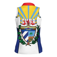 Cuba Coat of Arms Women Sleeveless Polo Shirt Colorful Cuban Flag Shield with Red Yellow Blue Patriotic Design - Wonder Print Shop