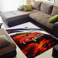 Cuba Classic Car Area Rug La Isla de la Libertad Red Vintage Auto with Cuban Flag Design - Wonder Print Shop