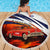 Cuba Classic Car Beach Blanket La Isla de la Libertad Red Vintage Auto with Cuban Flag Design - Wonder Print Shop