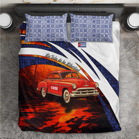 Cuba Classic Car Bedding Set La Isla de la Libertad Red Vintage Auto with Cuban Flag Design - Wonder Print Shop