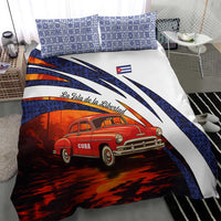 Cuba Classic Car Bedding Set La Isla de la Libertad Red Vintage Auto with Cuban Flag Design - Wonder Print Shop
