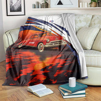 Cuba Classic Car Blanket La Isla de la Libertad Red Vintage Auto with Cuban Flag Design - Wonder Print Shop