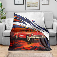 Cuba Classic Car Blanket La Isla de la Libertad Red Vintage Auto with Cuban Flag Design - Wonder Print Shop
