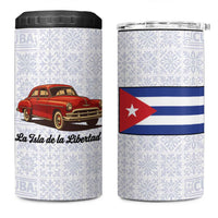 Cuba Classic Car 4 in 1 Can Cooler Tumbler La Isla de la Libertad Red Vintage Auto with Cuban Flag Design - Wonder Print Shop