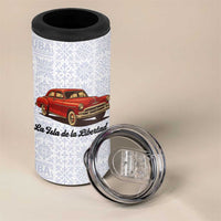 Cuba Classic Car 4 in 1 Can Cooler Tumbler La Isla de la Libertad Red Vintage Auto with Cuban Flag Design - Wonder Print Shop