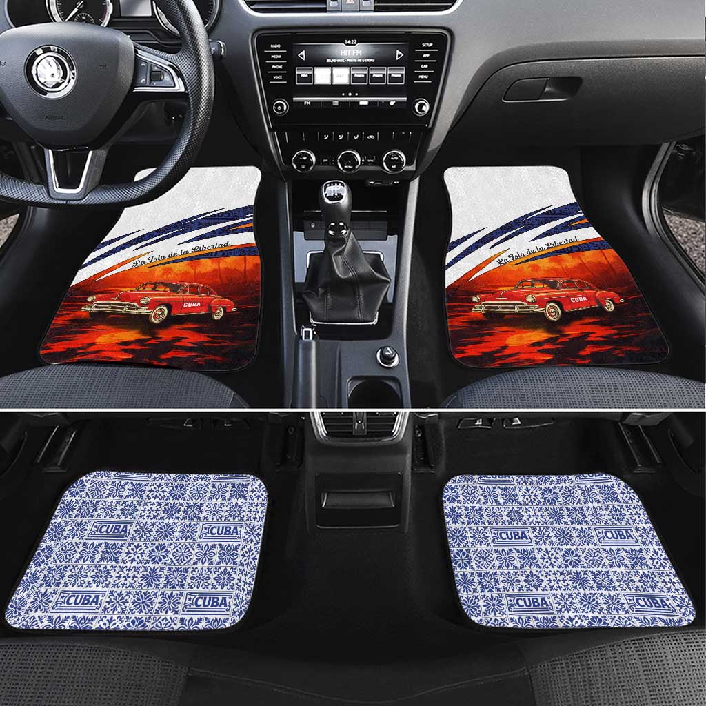 Cuba Classic Car Car Mats La Isla de la Libertad Red Vintage Auto with Cuban Flag Design - Wonder Print Shop