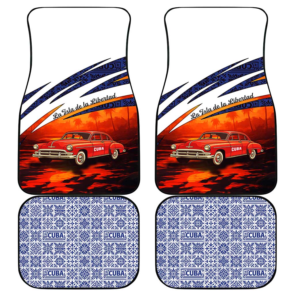Cuba Classic Car Car Mats La Isla de la Libertad Red Vintage Auto with Cuban Flag Design - Wonder Print Shop