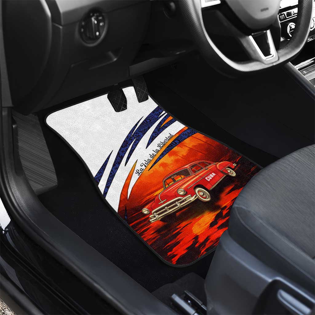 Cuba Classic Car Car Mats La Isla de la Libertad Red Vintage Auto with Cuban Flag Design - Wonder Print Shop