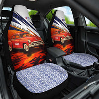 Cuba Classic Car Car Seat Cover La Isla de la Libertad Red Vintage Auto with Cuban Flag Design - Wonder Print Shop