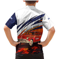 Cuba Classic Car Family Matching Mermaid Dress and Hawaiian Shirt La Isla de la Libertad Red Vintage Auto with Cuban Flag Design - Wonder Print Shop