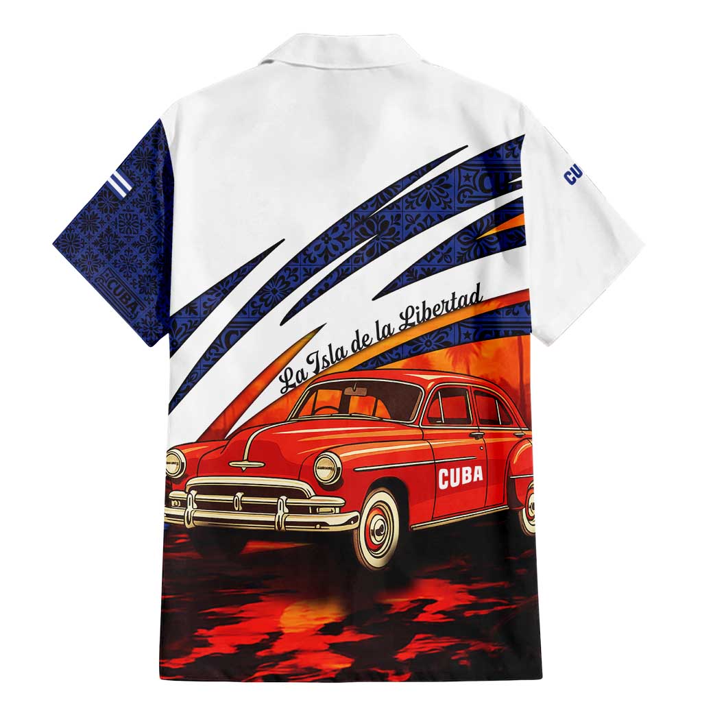 Cuba Classic Car Family Matching Mermaid Dress and Hawaiian Shirt La Isla de la Libertad Red Vintage Auto with Cuban Flag Design - Wonder Print Shop