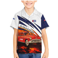Cuba Classic Car Family Matching Mermaid Dress and Hawaiian Shirt La Isla de la Libertad Red Vintage Auto with Cuban Flag Design - Wonder Print Shop