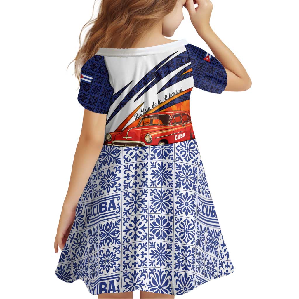 Cuba Classic Car Family Matching Off Shoulder Maxi Dress and Hawaiian Shirt La Isla de la Libertad Red Vintage Auto with Cuban Flag Design - Wonder Print Shop