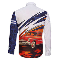 Cuba Classic Car Family Matching Short Sleeve Bodycon Dress and Hawaiian Shirt La Isla de la Libertad Red Vintage Auto with Cuban Flag Design - Wonder Print Shop