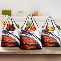 Cuba Classic Car Grocery Bag La Isla de la Libertad Red Vintage Auto with Cuban Flag Design - Wonder Print Shop