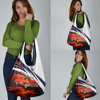 Cuba Classic Car Grocery Bag La Isla de la Libertad Red Vintage Auto with Cuban Flag Design - Wonder Print Shop