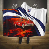 Cuba Classic Car Hooded Blanket La Isla de la Libertad Red Vintage Auto with Cuban Flag Design - Wonder Print Shop