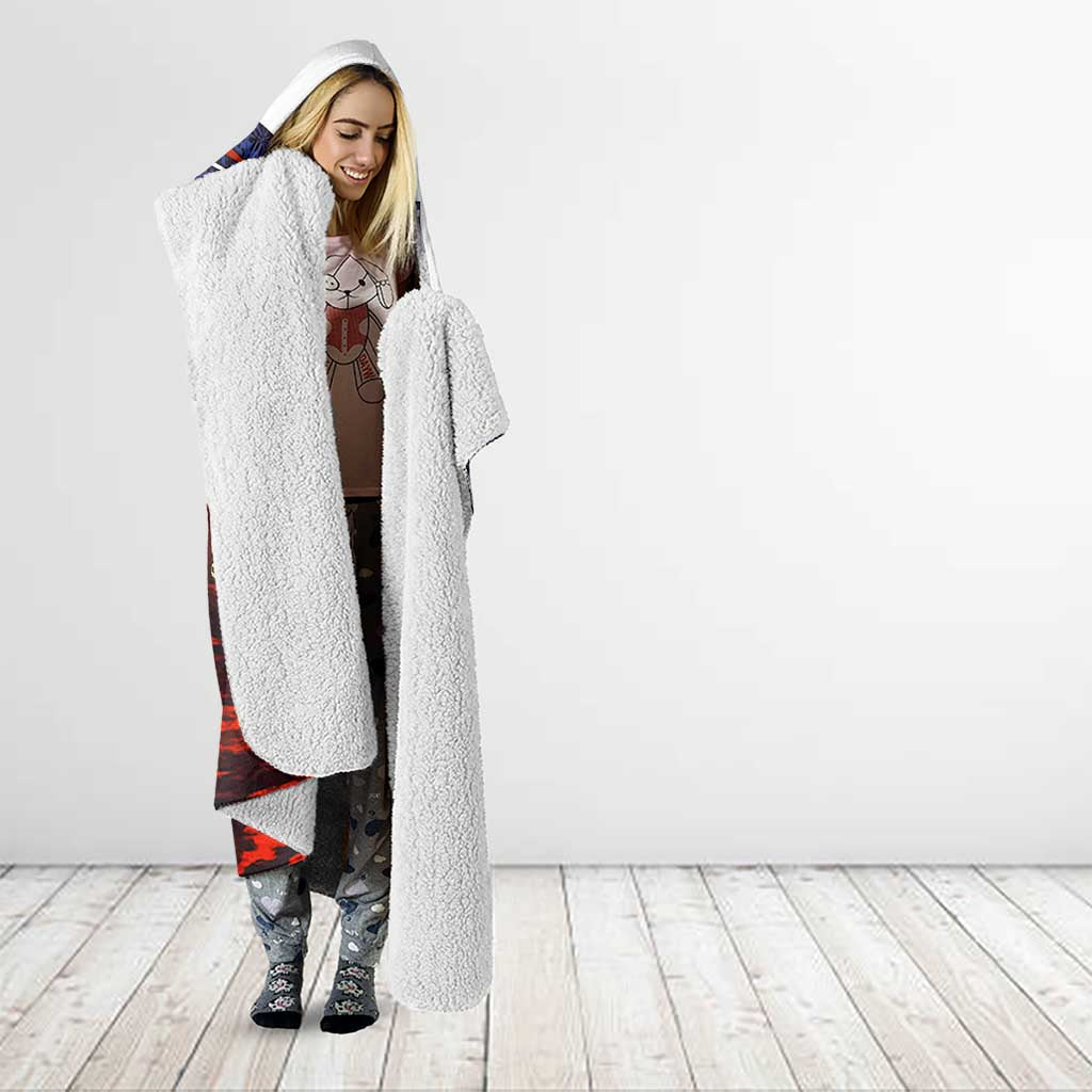 Cuba Classic Car Hooded Blanket La Isla de la Libertad Red Vintage Auto with Cuban Flag Design - Wonder Print Shop