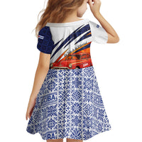 Cuba Classic Car Kid Short Sleeve Dress La Isla de la Libertad Red Vintage Auto with Cuban Flag Design - Wonder Print Shop
