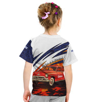Cuba Classic Car Kid T Shirt La Isla de la Libertad Red Vintage Auto with Cuban Flag Design - Wonder Print Shop