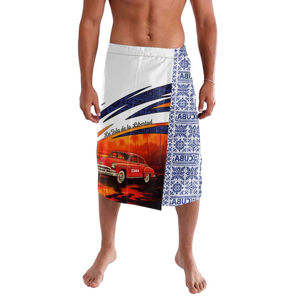 Cuba Classic Car Lavalava La Isla de la Libertad Red Vintage Auto with Cuban Flag Design - Wonder Print Shop