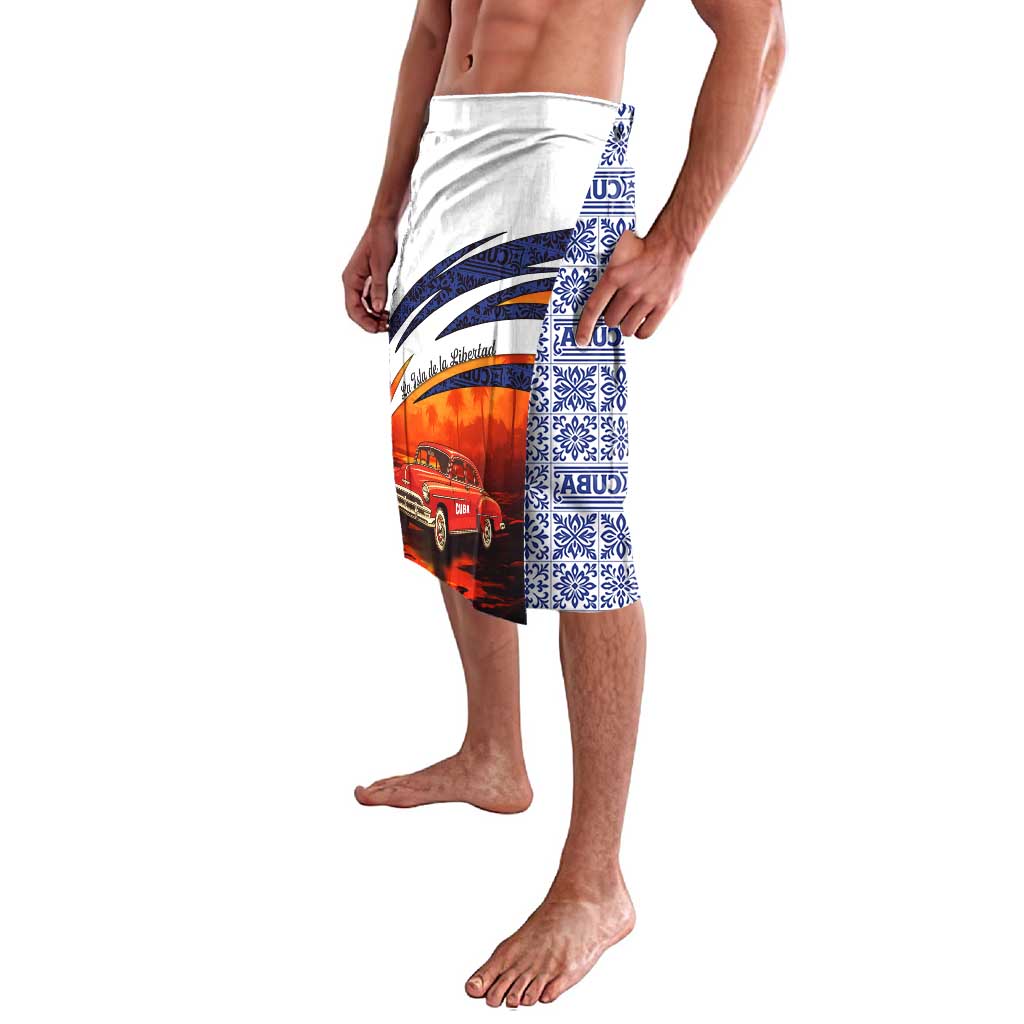 Cuba Classic Car Lavalava La Isla de la Libertad Red Vintage Auto with Cuban Flag Design - Wonder Print Shop