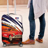 Cuba Classic Car Luggage Cover La Isla de la Libertad Red Vintage Auto with Cuban Flag Design - Wonder Print Shop