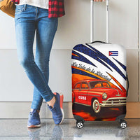 Cuba Classic Car Luggage Cover La Isla de la Libertad Red Vintage Auto with Cuban Flag Design - Wonder Print Shop