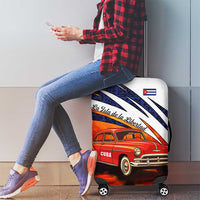 Cuba Classic Car Luggage Cover La Isla de la Libertad Red Vintage Auto with Cuban Flag Design - Wonder Print Shop