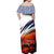 Cuba Classic Car Off Shoulder Maxi Dress La Isla de la Libertad Red Vintage Auto with Cuban Flag Design - Wonder Print Shop