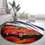 Cuba Classic Car Round Carpet La Isla de la Libertad Red Vintage Auto with Cuban Flag Design - Wonder Print Shop