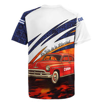 Cuba Classic Car Rugby Jersey La Isla de la Libertad Red Vintage Auto with Cuban Flag Design - Wonder Print Shop