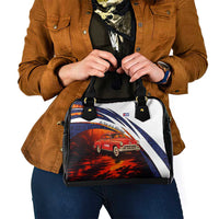 Cuba Classic Car Shoulder Handbag La Isla de la Libertad Red Vintage Auto with Cuban Flag Design - Wonder Print Shop