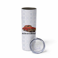 Cuba Classic Car Skinny Tumbler La Isla de la Libertad Red Vintage Auto with Cuban Flag Design - Wonder Print Shop