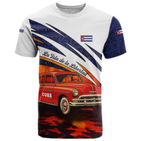 Cuba Classic Car T Shirt La Isla de la Libertad Red Vintage Auto with Cuban Flag Design - Wonder Print Shop